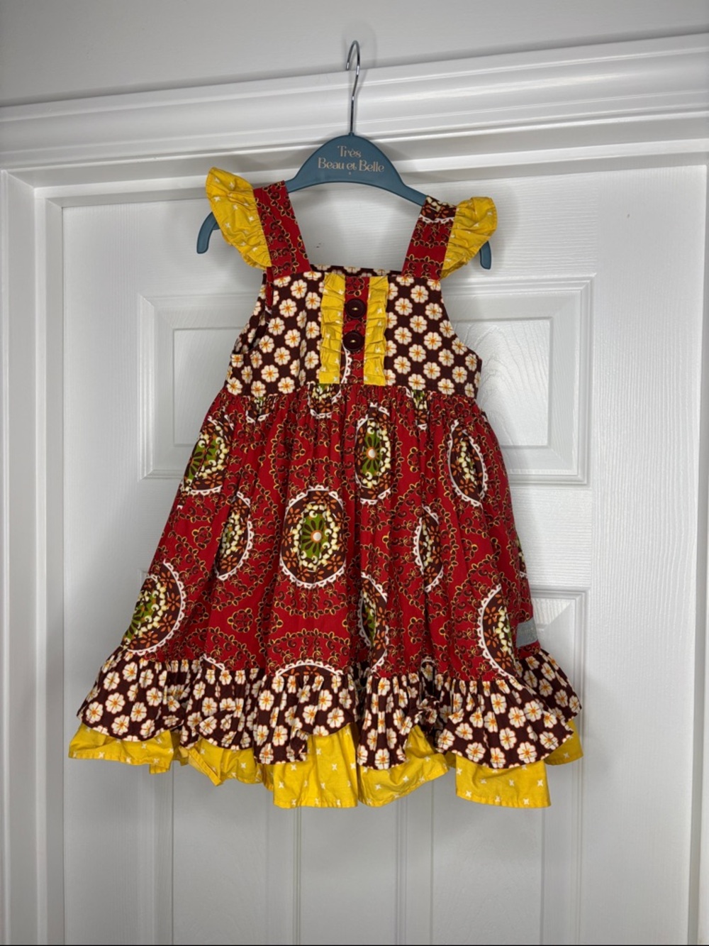 Eleanor Rose Red and Yellow Floral Patchwork Dress 2t